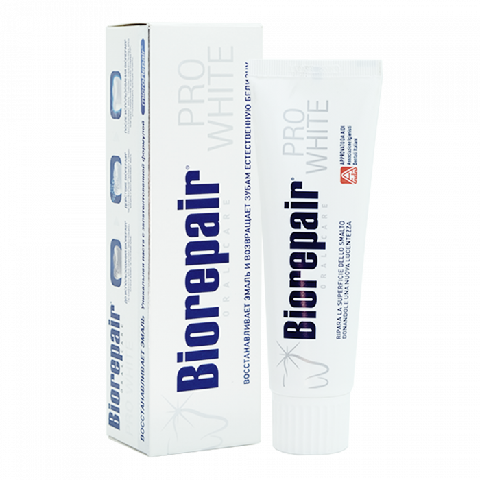 Зубная паста Biorepair Pro White сохраняет белизну эмали, 75 мл